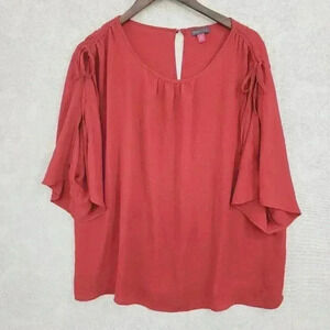 Vince Camuto Women's Chiffon Blouse‎ 2XRuffle slit Sleeve 3518C